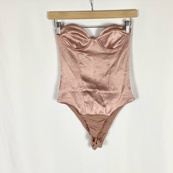 Zara Satin Effect Pink Bustier Bodysuit Size XS - Picture 4 of 7